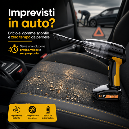 AutoPronto™ – Compressore & Aspirapolvere 4-in-1 Portatile